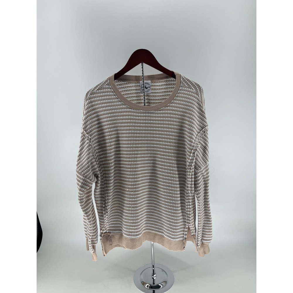 Adorable By Autumn Striped‎ Waffle Knit Crew Neck Sweater Size M